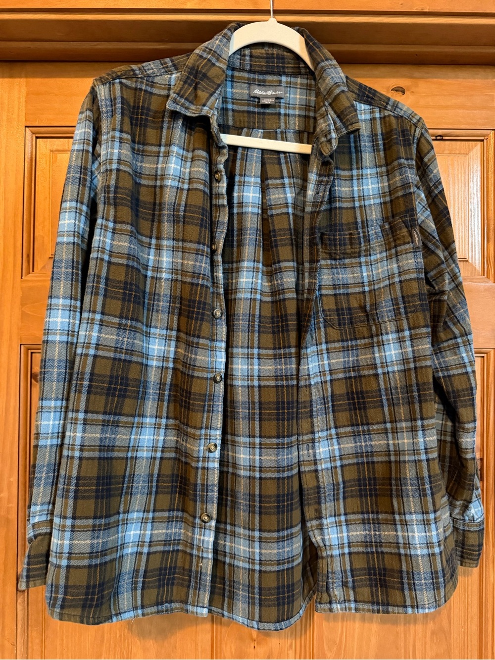 Eddie Bauer Brown & Blue Plaid Casual Button-Down Shirt